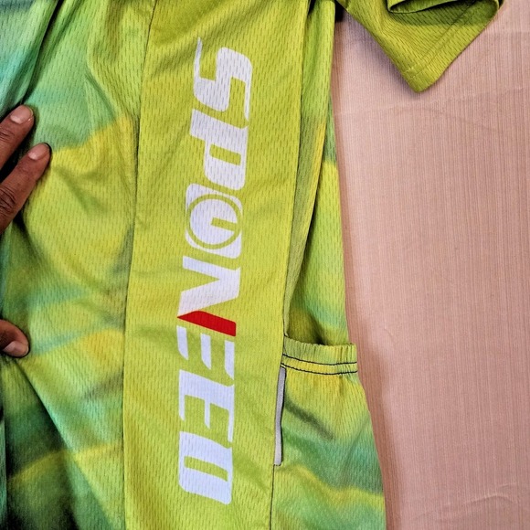 Sponeed Mens Cycling Jersey XXXL Green Black Short Sleeve Full Zip Breathable UV - Picture 9 of 16